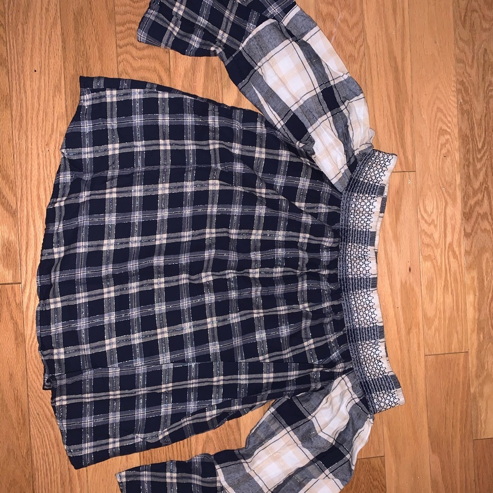 Flannel Off the Shoulder Top